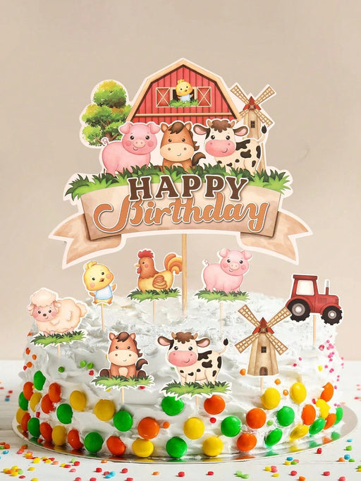 Shein Conjunto de 9 piezas de Insertos para pasteles con tema de Animales de Granja - Quierox - Tienda Online