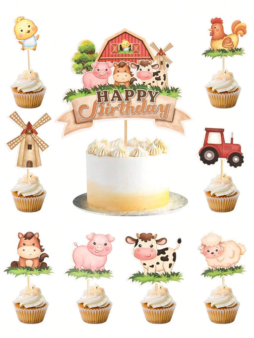 Shein Conjunto de 9 piezas de Insertos para pasteles con tema de Animales de Granja - Quierox - Tienda Online