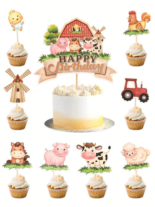 Shein Conjunto de 9 piezas de Insertos para pasteles con tema de Animales de Granja - Quierox - Tienda Online