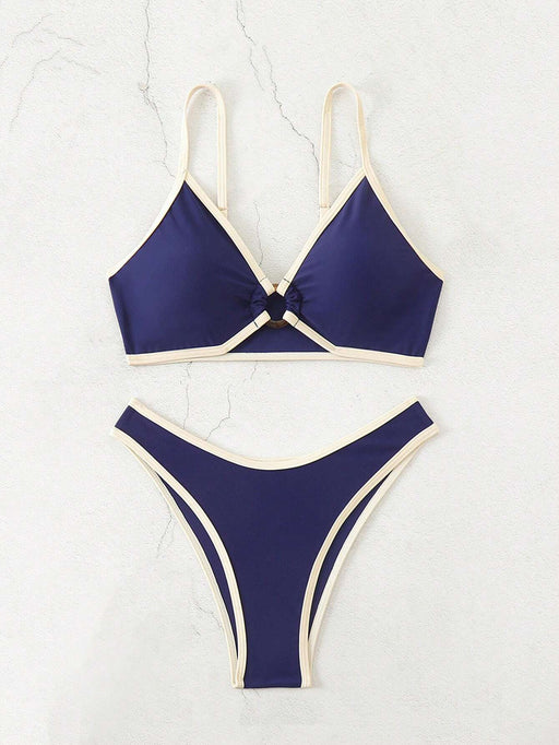 SHEIN Conjunto de bikini colorblock sexy con anillos circulares para mujer - Quierox - Tienda Online