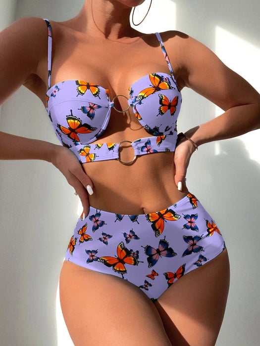 SHEIN Conjunto de bikini con estampado de mariposa para vacaciones