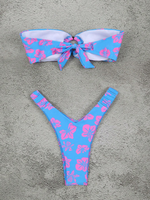 SHEIN Conjunto de bikini con top de tubo fruncido y estampado floral para mujer de Polovedo - Quierox - Tienda Online