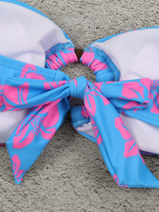 SHEIN Conjunto de bikini con top de tubo fruncido y estampado floral para mujer de Polovedo - Quierox - Tienda Online