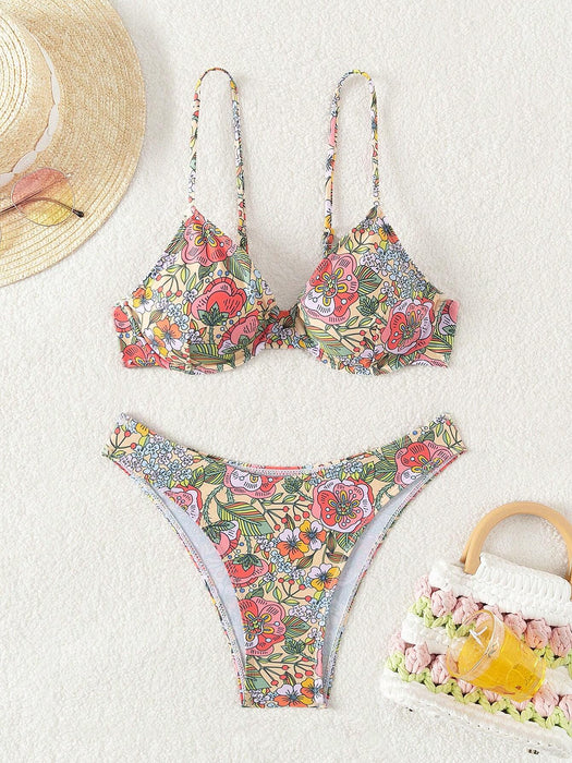 SHEIN Conjunto de bikini estampado para mujer con diseños floral - Quierox - Tienda Online