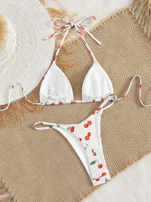 SHEIN Conjunto de bikini sexy de 2 piezas con estampado integral de frutas - Quierox - Tienda Online