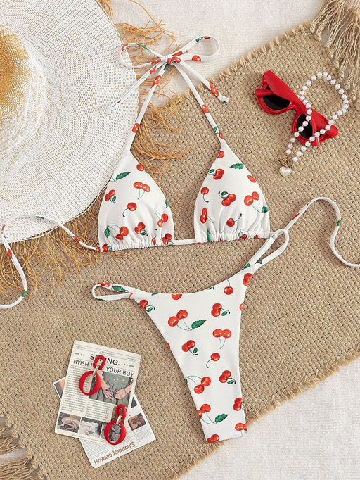 SHEIN Conjunto de bikini sexy de 2 piezas con estampado integral de frutas - Quierox - Tienda Online