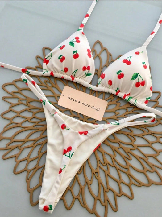 SHEIN Conjunto de bikini sexy de 2 piezas con estampado integral de frutas - Quierox - Tienda Online