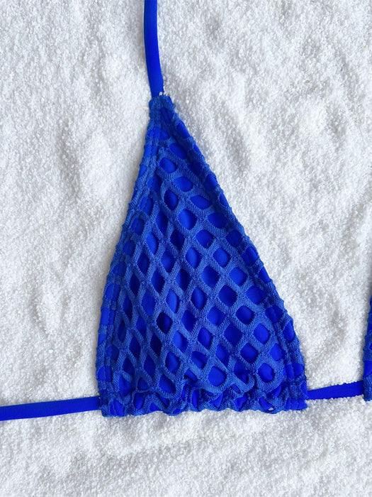 SHEIN Conjunto de bikini triangular con cuello halter y falda de playa de verano SXY - Quierox - Tienda Online