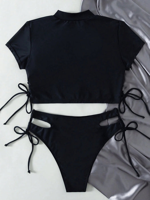 SHEIN Conjunto de bikini Vaytide Summer Beach de color liso - Quierox - Tienda Online