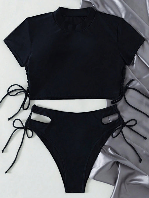 SHEIN Conjunto de bikini Vaytide Summer Beach de color liso - Quierox - Tienda Online