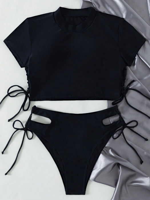 SHEIN Conjunto de bikini Vaytide Summer Beach de color liso - Quierox - Tienda Online