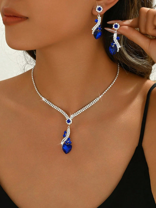 SHEIN Conjunto de boda para mujer de 3 piezas: collar de corazón, pendientes, elegante - Quierox - Tienda Online