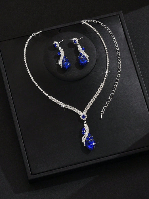 SHEIN Conjunto de boda para mujer de 3 piezas: collar de corazón, pendientes, elegante - Quierox - Tienda Online