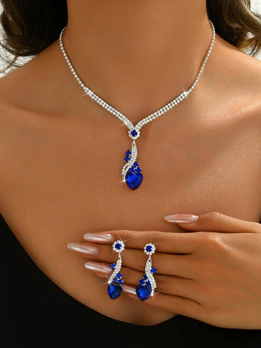 SHEIN Conjunto de boda para mujer de 3 piezas: collar de corazón, pendientes, elegante - Quierox - Tienda Online