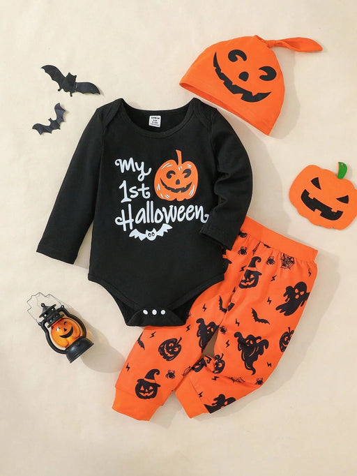 SHEIN conjunto de body manga larga, pantalones y gorro. con estampado de Halloween - Quierox - Tienda Online