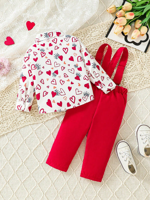 SHEIN Conjunto De Camisa Divertida Con Estampado De Corazón Y Peto Casual - Quierox - Tienda Online