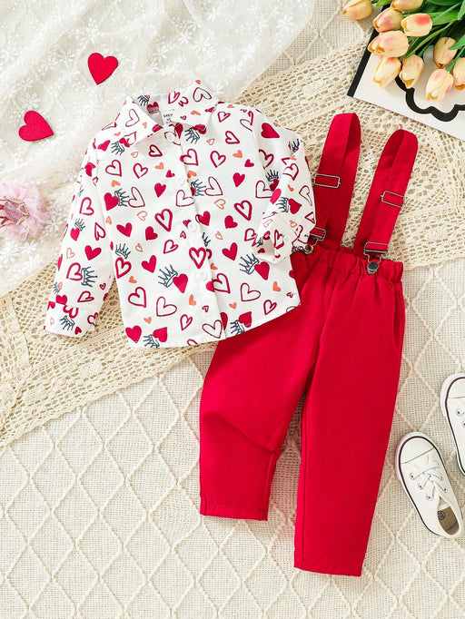 SHEIN Conjunto De Camisa Divertida Con Estampado De Corazón Y Peto Casual - Quierox - Tienda Online
