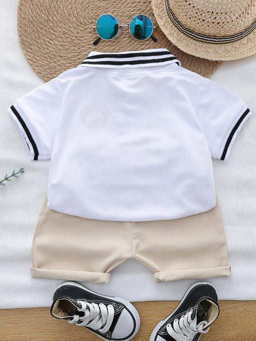SHEIN Conjunto de camisa tipo polo con bordado de oso de dibujos animados - Quierox - Tienda Online