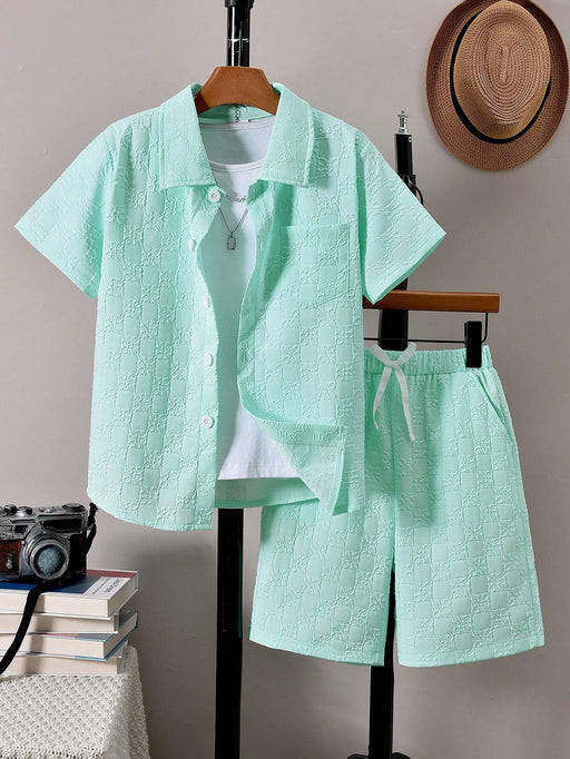 Shein Conjunto de camisa y pantalones cortos de manga corta con estampado 3D de Vihyde Tween Boy - Quierox - Tienda Online