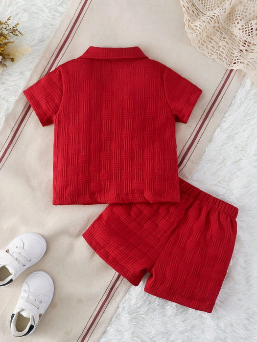 SHEIN Conjunto de camisa y pantalones cortos texturizados para niños - Quierox - Tienda Online