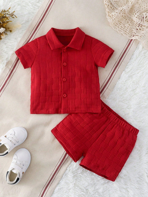 SHEIN Conjunto de camisa y pantalones cortos texturizados para niños - Quierox - Tienda Online
