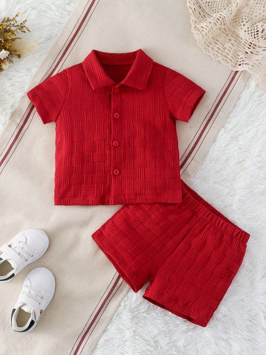 SHEIN Conjunto de camisa y pantalones cortos texturizados para niños - Quierox - Tienda Online