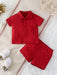 SHEIN Conjunto de camisa y pantalones cortos texturizados para niños - Quierox - Tienda Online