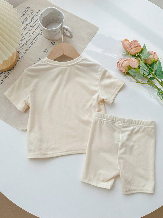 SHEIN Conjunto de camiseta de manga corta y pantalones cortos ajustados - Quierox - Tienda Online