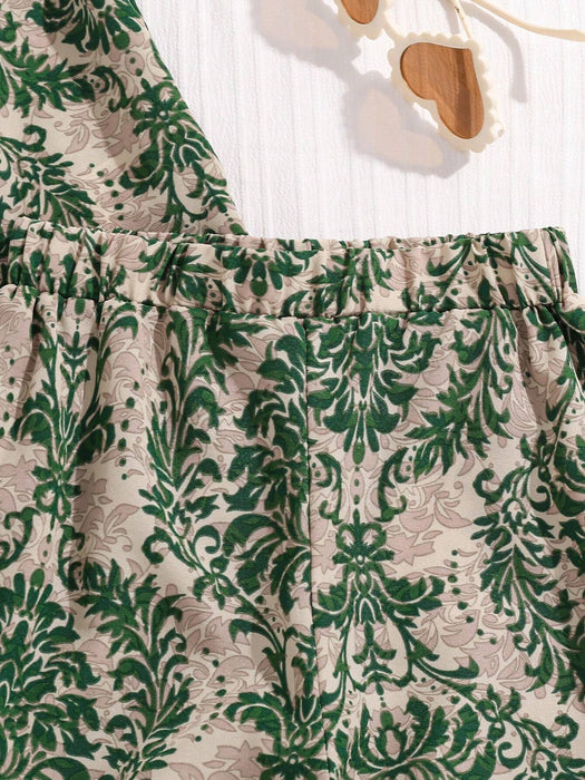 SHEIN Conjunto de camiseta sin mangas y shorts estampados para niñas - Quierox - Tienda Online