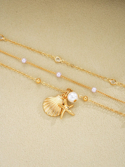 Shein Conjunto de collar 3 en 1 de concha, estrella de mar y perla - Quierox - Tienda Online