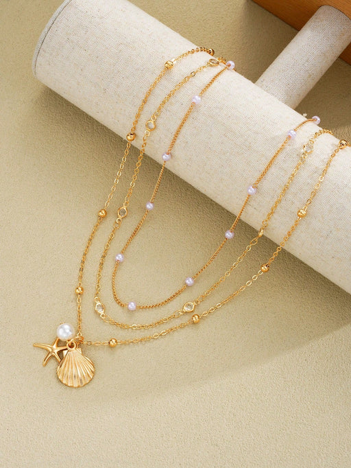 Shein Conjunto de collar 3 en 1 de concha, estrella de mar y perla - Quierox - Tienda Online
