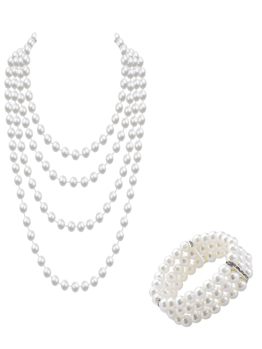 SHEIN Conjunto de collar y pulsera de perlas estilo años 20 (2 piezas): ideal para fiestas - Quierox - Tienda Online