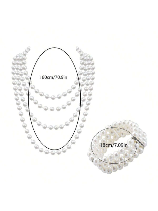 SHEIN Conjunto de collar y pulsera de perlas estilo años 20 (2 piezas): ideal para fiestas - Quierox - Tienda Online