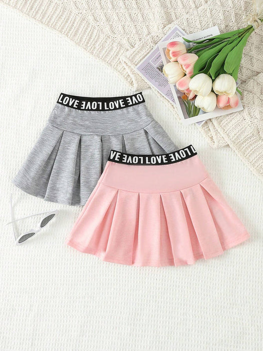 Shein Conjunto De Falda Plisada Rosa Y Gris Casual Y Deportiva Para Bebé Niña - Quierox - Tienda Online