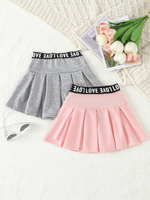 Shein Conjunto De Falda Plisada Rosa Y Gris Casual Y Deportiva Para Bebé Niña - Quierox - Tienda Online