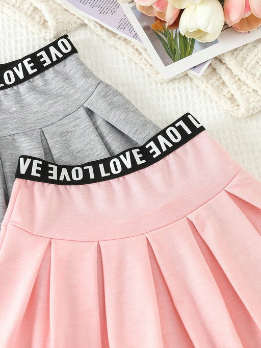 Shein Conjunto De Falda Plisada Rosa Y Gris Casual Y Deportiva Para Bebé Niña - Quierox - Tienda Online