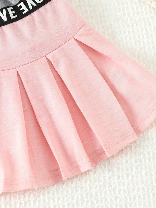 Shein Conjunto De Falda Plisada Rosa Y Gris Casual Y Deportiva Para Bebé Niña - Quierox - Tienda Online