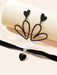 Shein Conjunto de joyería de 3 piezas: Collar gargantilla de terciopelo negro con colgante de corazón retro, aretes colgantes de corazón - Quierox - Tienda Online