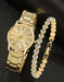 SHEIN Conjunto de joyería para mujer: 1 reloj digital pequeño con correa de acero y 1 pulsera - Quierox - Tienda Online