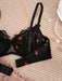 SHEIN Conjunto de lencería para mujer: sujetador negro con estampado de fresas y ribete de encaje - Quierox - Tienda Online