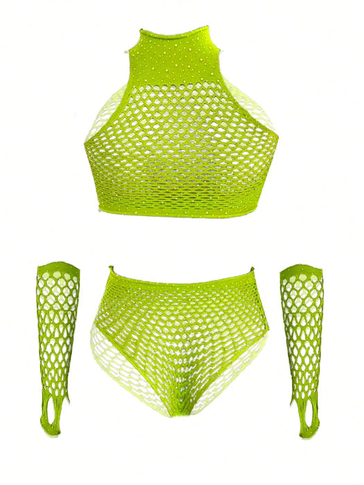 Shein Conjunto de lencería sexy amarillo neón - Quierox - Tienda Online