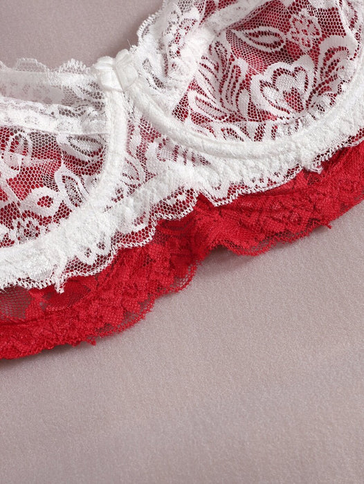 Shein Conjunto de lencería sexy con sujetador y aros de encaje floral (2 unidades) - Quierox - Tienda Online