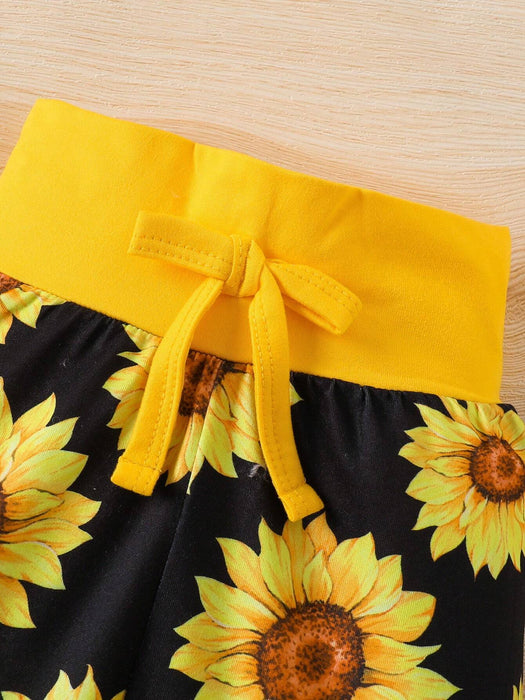SHEIN Conjunto de mono de manga larga y pantalón con lazo de color en contraste para niña, otoño/invierno - Quierox - Tienda Online