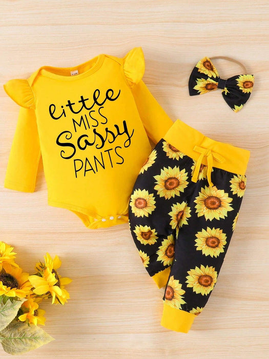 SHEIN Conjunto de mono de manga larga y pantalón con lazo de color en contraste para niña, otoño/invierno - Quierox - Tienda Online