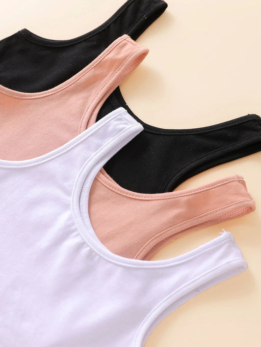 SHEIN Conjunto de niña de 3 piezas top con estampado unicolor y pantalones cortos - Quierox - Tienda Online