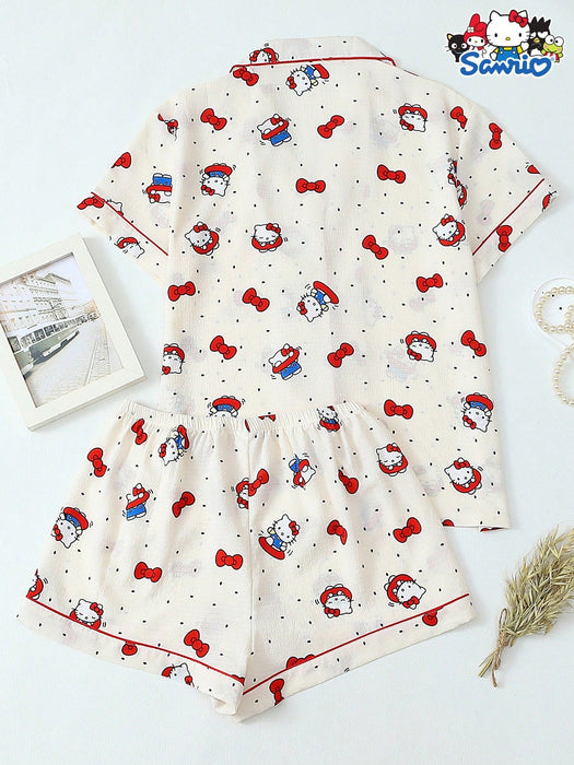 SHEIN Conjunto de pijama de 2pcs para mujer, top de manga corta y shorts con lazo - Quierox - Tienda Online