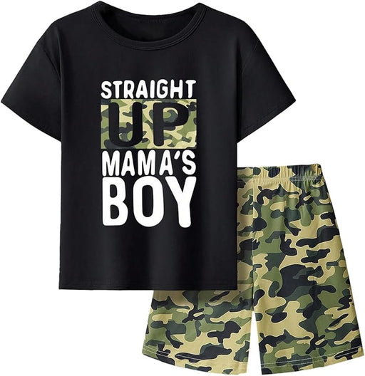 SHEIN Conjunto de playera de manga corta con gráficos de camuflaje y pantalones cortos - Quierox - Tienda Online