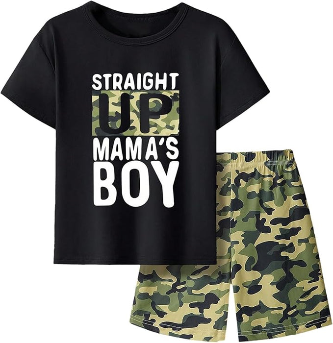 SHEIN Conjunto de playera de manga corta con gráficos de camuflaje y pantalones cortos - Quierox - Tienda Online