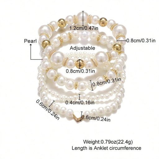 SHEIN Conjunto De Pulsera De Corazón De Perlas De Imitación Para Mujer - Quierox - Tienda Online