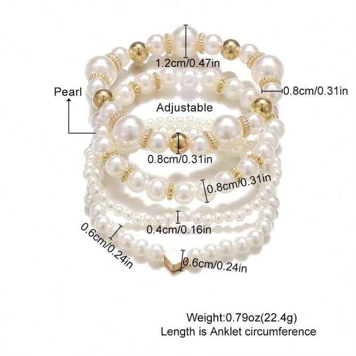SHEIN Conjunto De Pulsera De Corazón De Perlas De Imitación Para Mujer - Quierox - Tienda Online